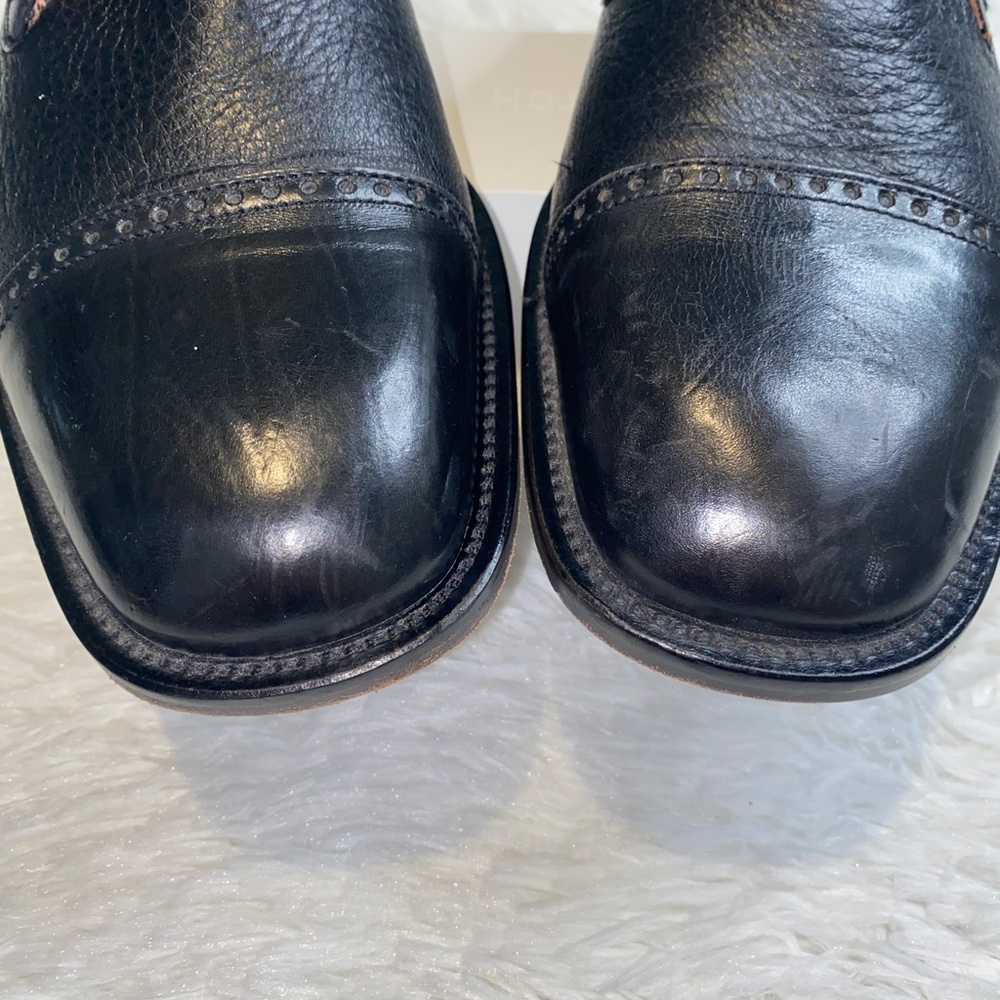 Brass Boot Leather Made in Italy Box toe buckle loafers - Picture 5 of 9